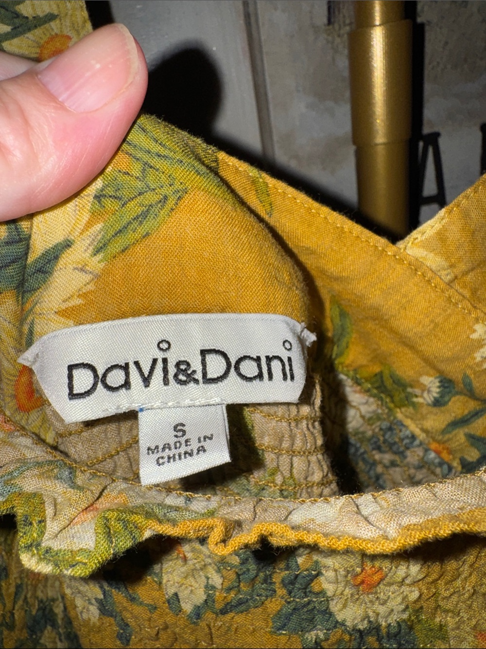 DAVI & DANI Mustard Yellow Floral Sleeveless Jumpsuit - Picture 2 of 6